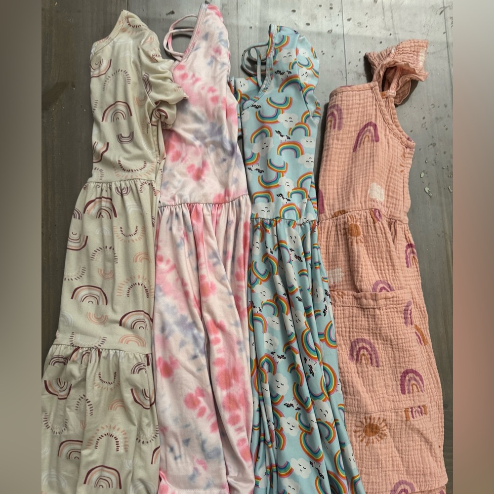 Pre Owned Lot 4 Dot Dot Smile Dresses Rainbow Tye Dye Twirl Size 8 10